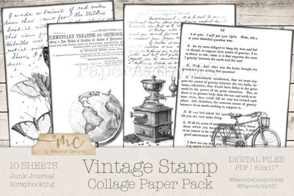 Download Vintage Stamp Collage Paper Template - Stamp Collection