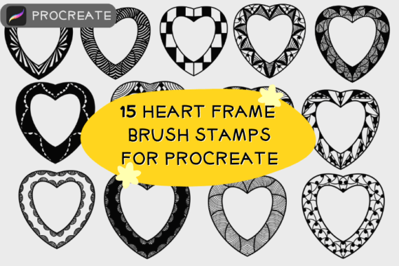 Download 15 Heart Frame  Brush Stamps for Procrea - Stamp Collection