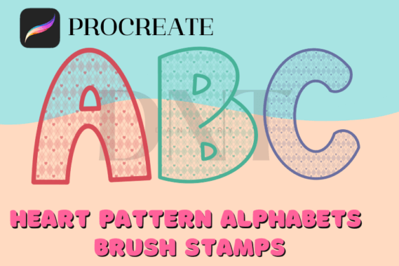 Download Heart Pattern Alphabets Brush Stamps - Stamp Collection