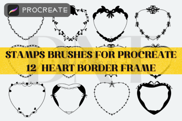 Download 12 Heart Border Frame Stamp Brushses - Stamp Collection